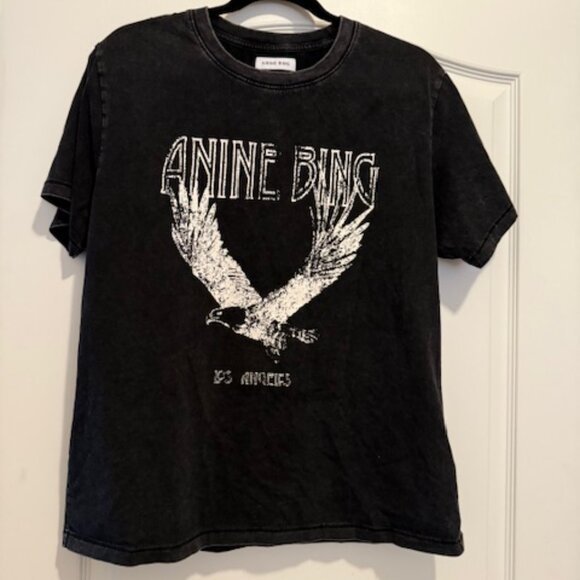 Anine Bing Black Graphic Tee with Eagle - Picture 2 of 3